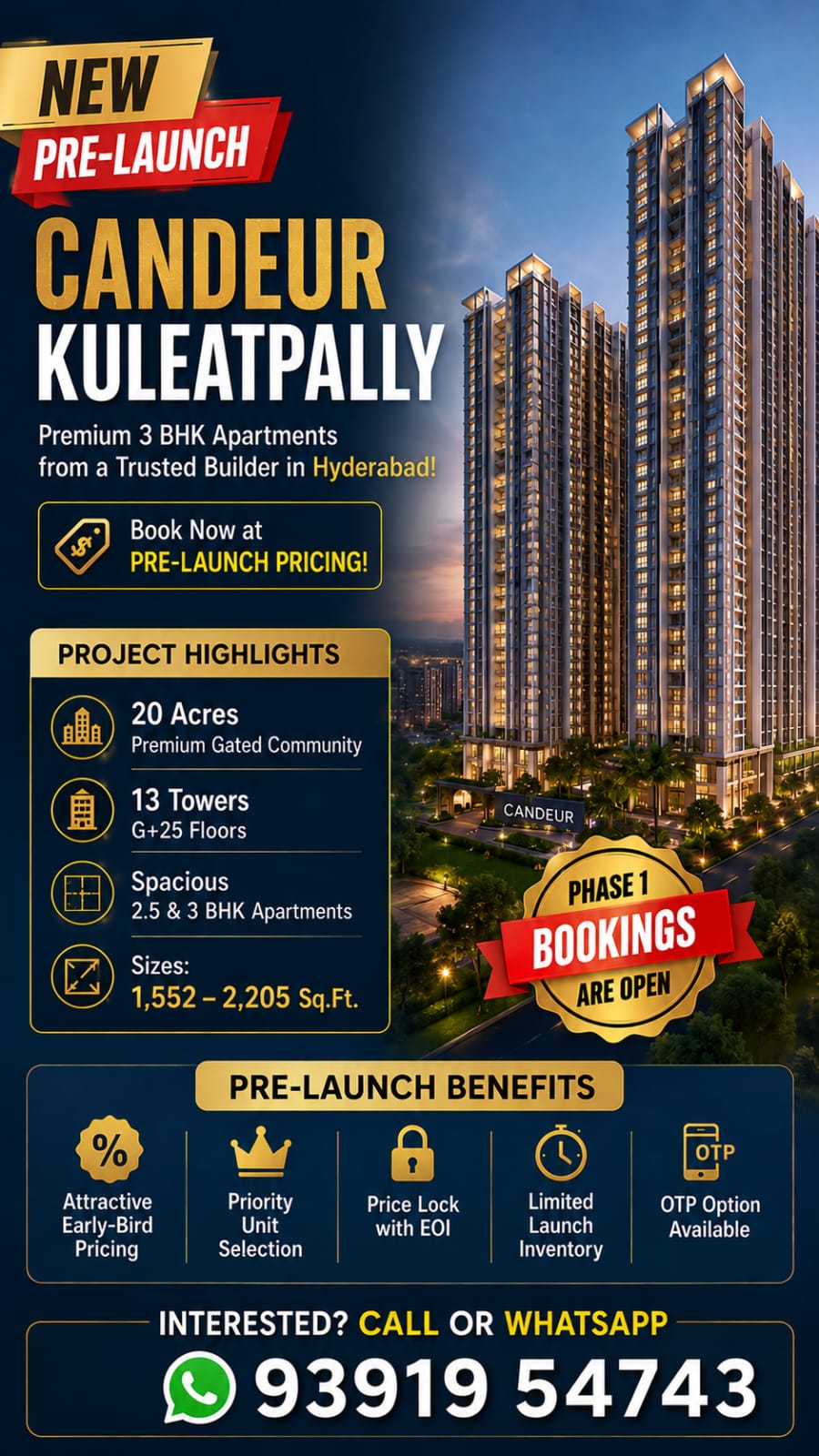 Gated community 3 BHK apartments near IT hubs Hyderabad