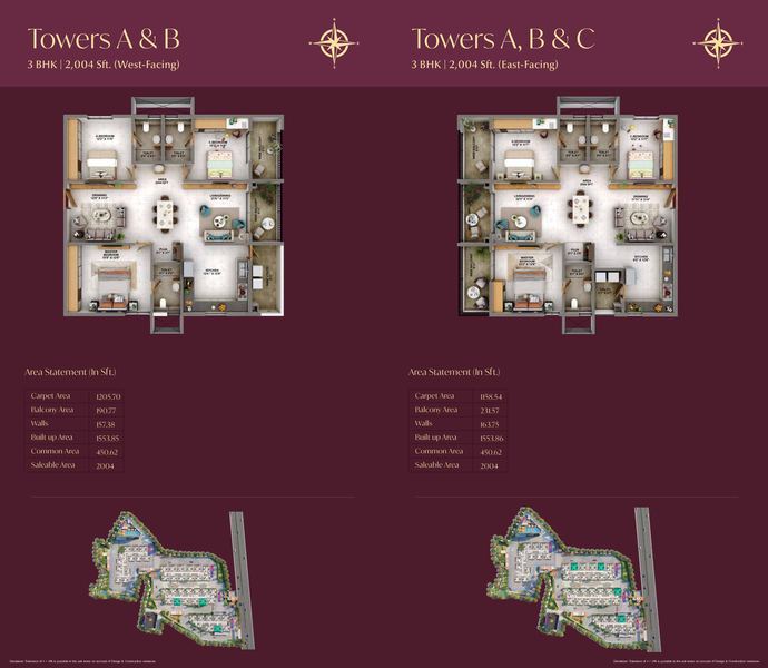 Candeur Eternia 3 BHK 2004 sqft floor plan